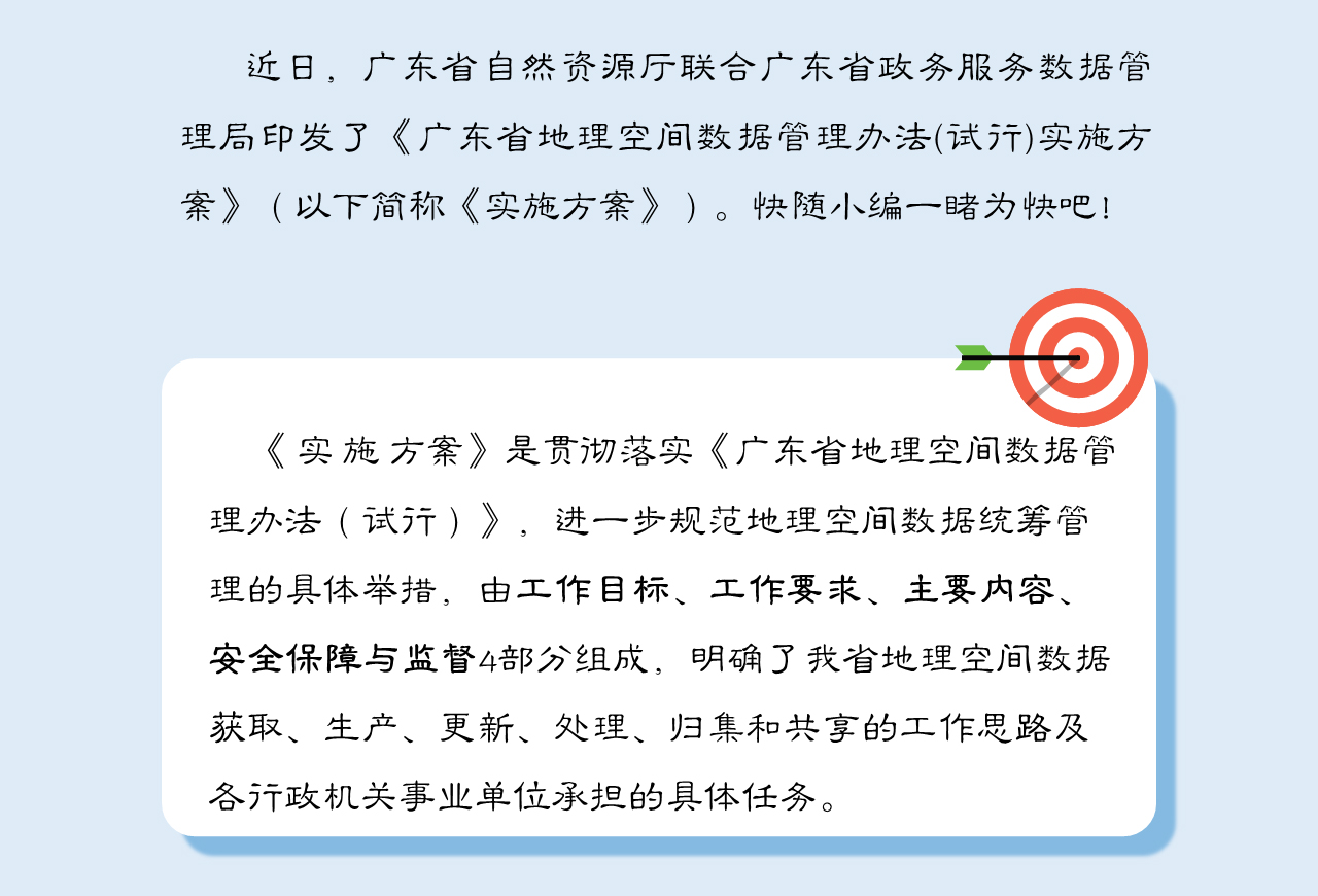 一圖讀懂《廣東省地理空間數(shù)據(jù)管理辦法(試行)實施方案》